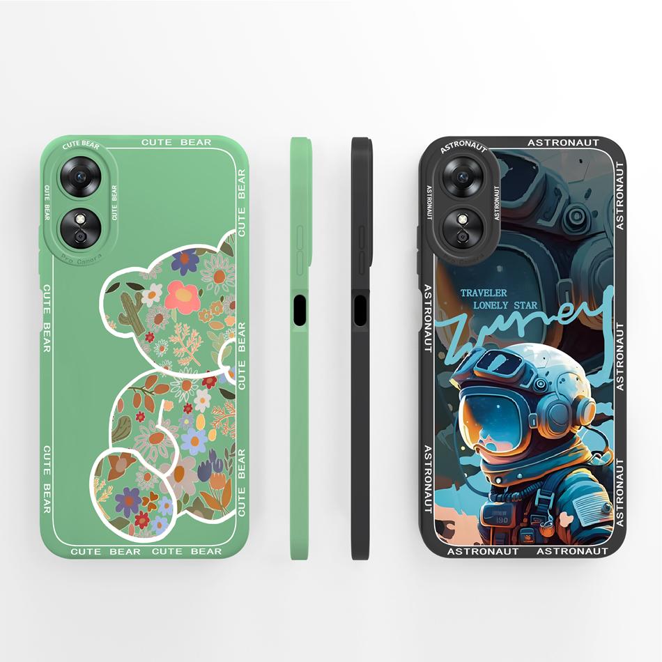 For OPPO A17 A17K Case Butterfly Camera Protection Back Cover Soft Liquid Silicone Anti Choc Funda For OPPO A 17 OPPOA17K Capa