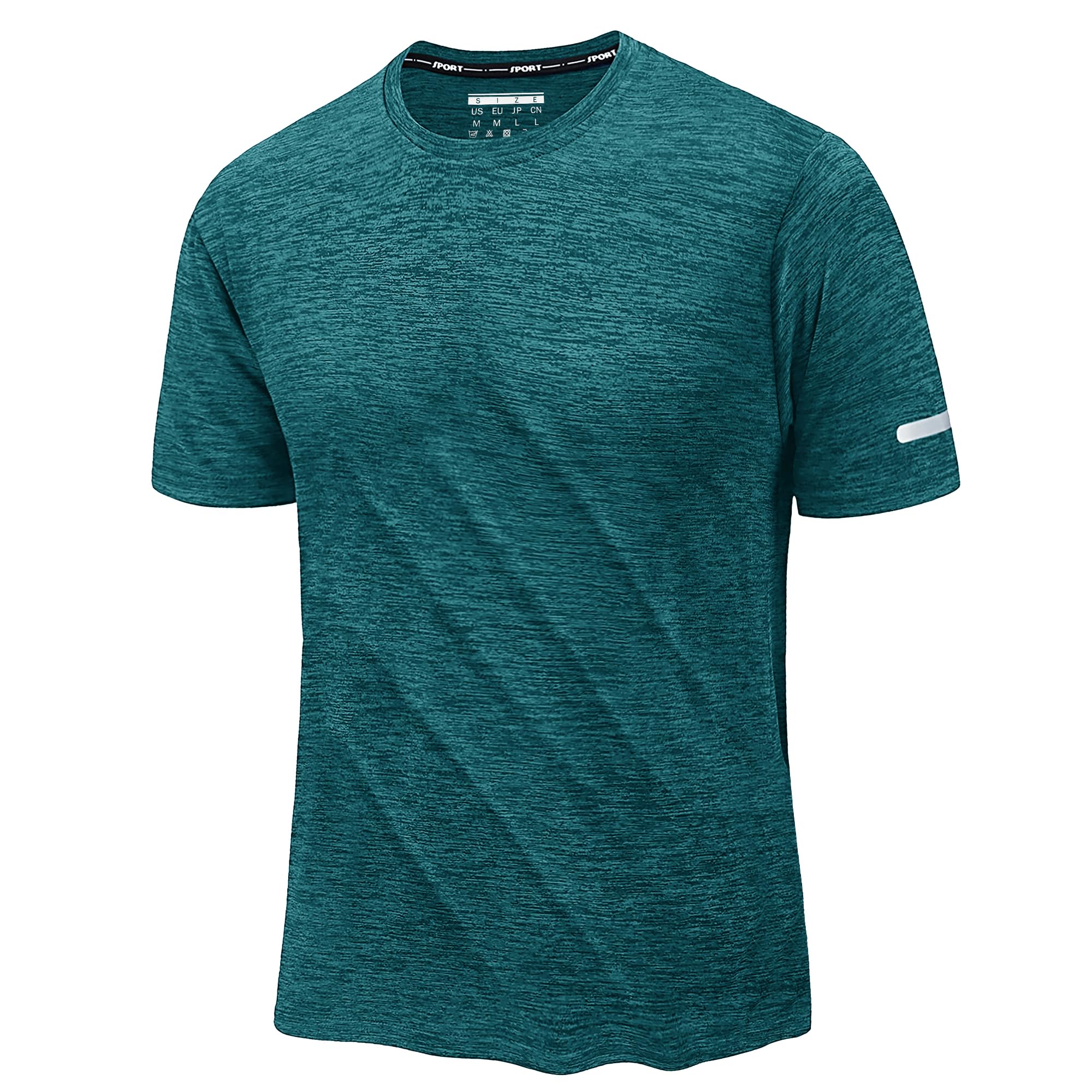

KEFITEVD Short Sleeve Crew Solid Size 3XL Men s Quick-Drying T-Shirt, Neck, Breathable, Color, Stretch, Anti-See-Through, Green, зелений