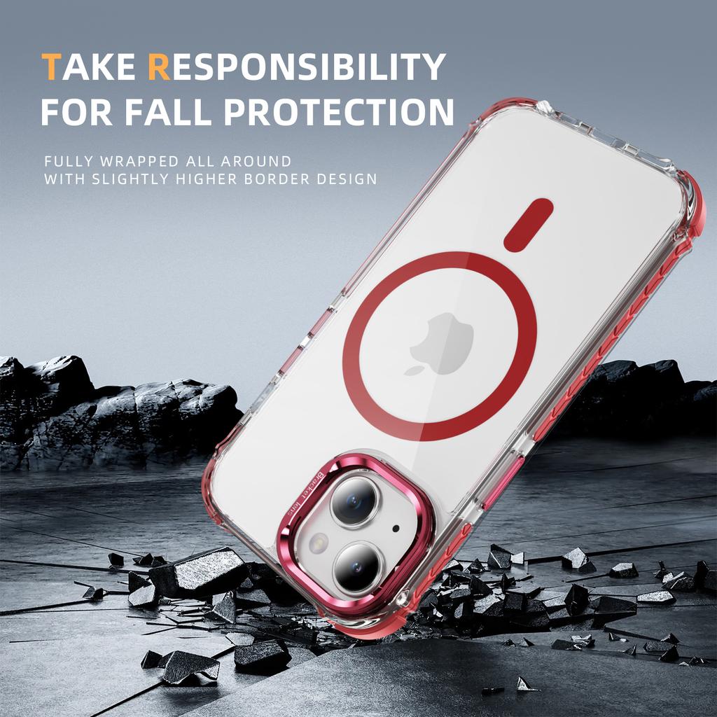 For iPhone 14/13 Clear Phone Case with Lens Kickstand Cover Compatible with MagSafe