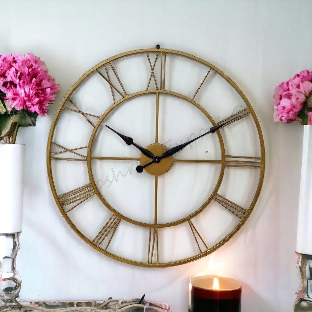 Uhr Handgefertigt Extra Große Analoge Wanduhr/Messingfarben / 30 Zoll (75 Cm'S)