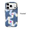 Cute Denim Jean Star Heart Striped Pattern Art Film Aesthetic Protective Shockproof Bumper Phone Case Cover For iPhone 14 15 16 Pro Max Plus