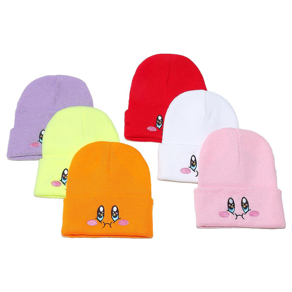 Schoolboy Autumn and Winter Star Kirby Cute Knitted Hat Women's Outdoor Pullover Warm Hat Wool Hat Cartoon