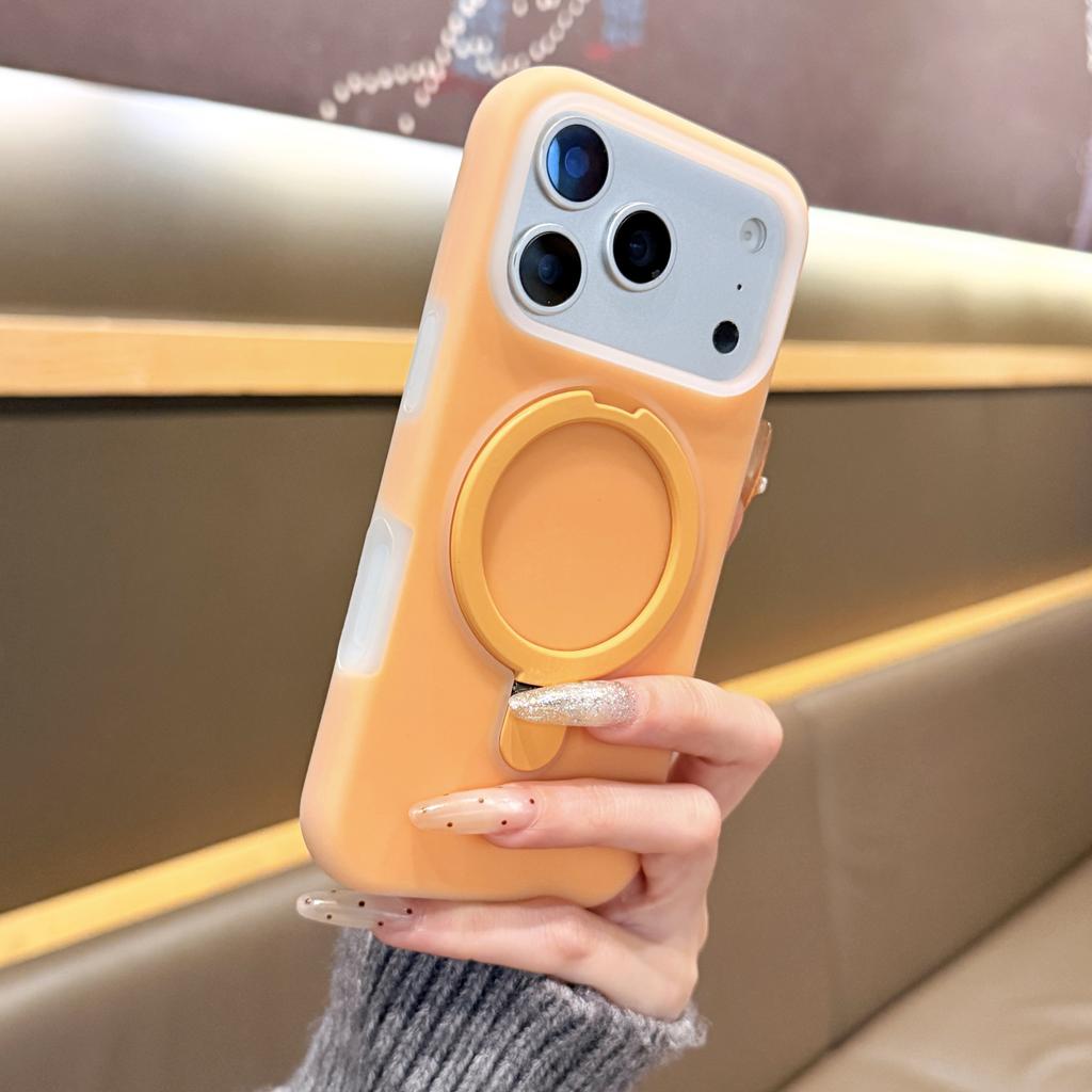 Stand Holder For Magsafe Wireless Charge Kickstand Case For iPhone Air 17 16 15 Pro Max Jelly Neon Silicone Shockproof Cover
