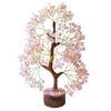 Rose Quartz Tree Přírodní drahokam Strom života Láska Harmonie Bonus Křišťálový přívěsek Zlatý drát 300 korálků