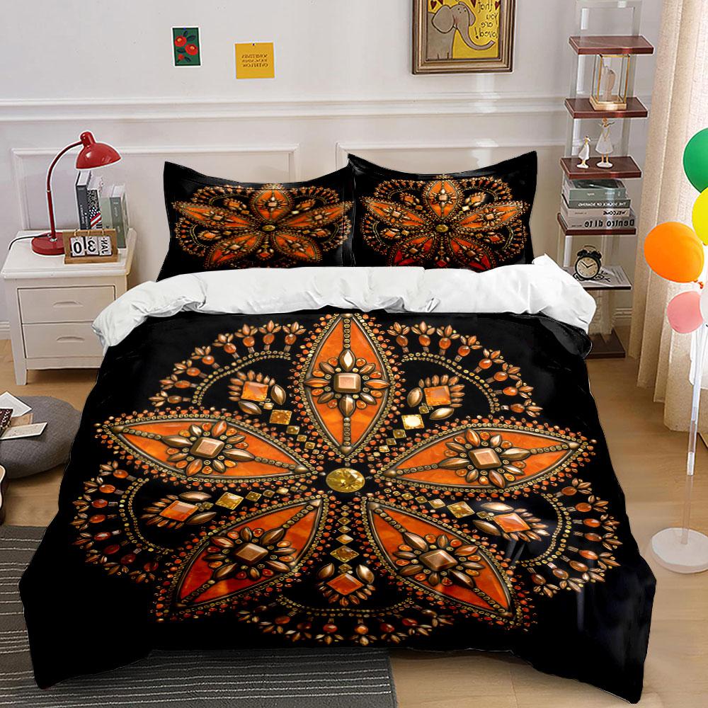Luxury Decorative Mandala Set Soft Comfortable Duvet Cover Bedding Set Included 1*Duvet Cover & 2*Pillowcases, Gift