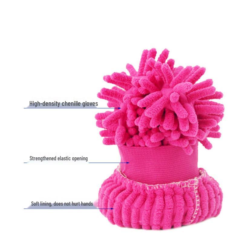 Dual-Sided Coral Chenille Microfiber Car Wash Gloves