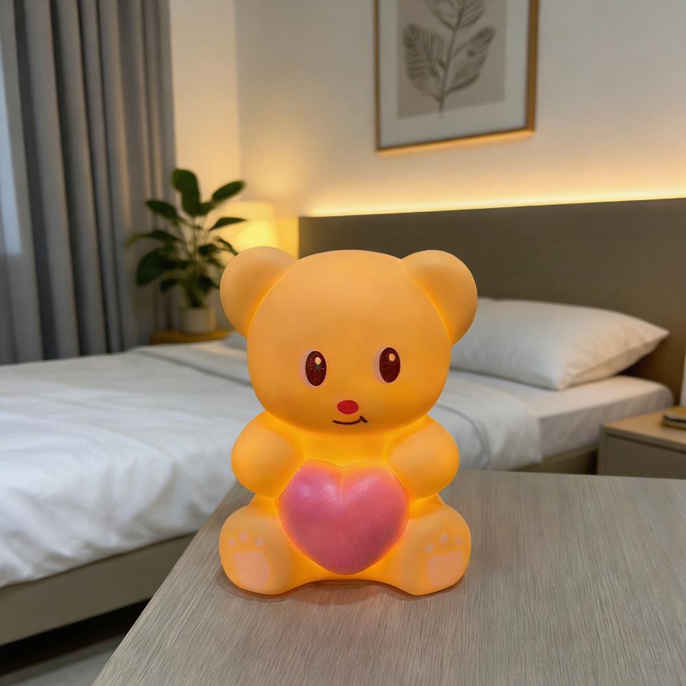 Charming Heart Bear Night Light - Cute Cartoon Festival Gift for Kids  Birthdays and Creative Atmosphere Decoration. Heart Bear