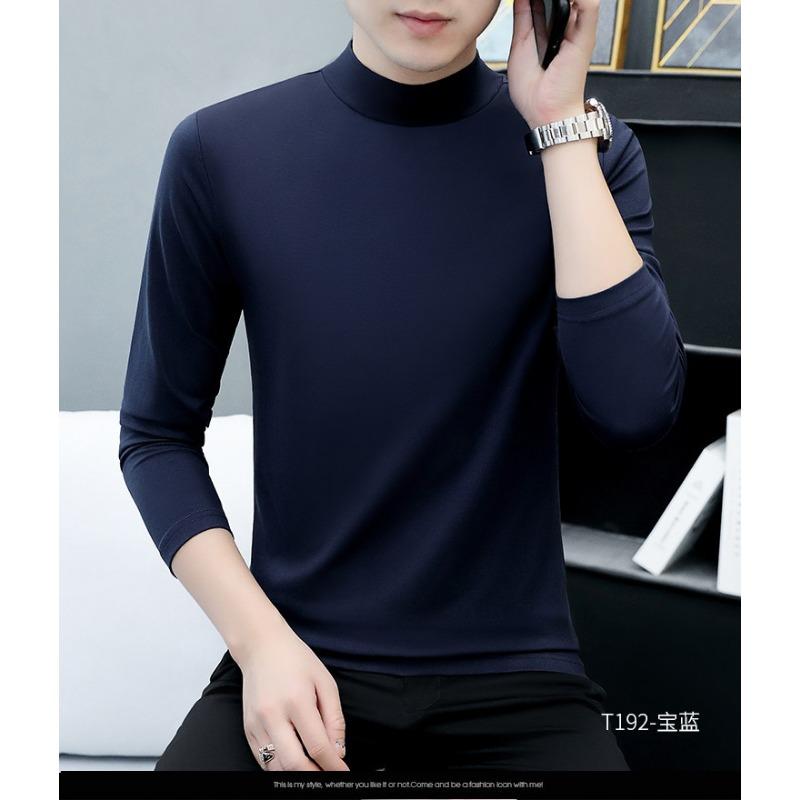 Men S Cotton Half High Neck Long Sleeve Loose Fit T Shirt