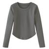 Women's Fleece Lined Base Layer Top for Autumn and Winter Long Sleeve T-Shirt Crew Neck Solid Color Elegant Versatile Slim Fit Warm Inner Wear