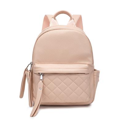 Quilted Mini Backpack with Top Handle Multiple Zipper Pockets Casual Lightweight Daypack for Women Daily Travel