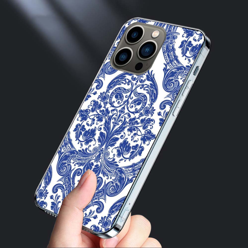 Blue White Porcelain Pattern Phone Case For Iphone 16E 15 Pro 14 Plus 17E 16 17 Pro Max Air 11 12 13 Mini Shockproof Capa Cut