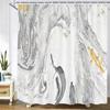 High Quality Geometric Marble Pattern Printed Fabric Shower Curtains Bath Screen Waterproof Products Bathroom Decor with Hooks
