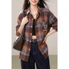 DIMANAF 2026 Autumn New Plus Size Women Vintage Plaid Long Sleeve Shirt Loose Casual Cotton Tops