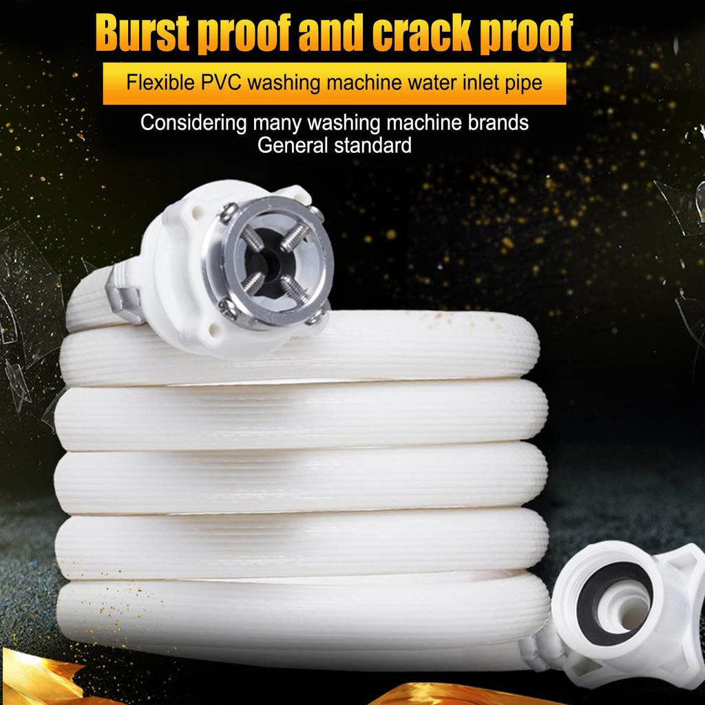 J-ouuo Berstfester PVC-Wasserschlauch mit Metallanschluss für Haier Waschvollautomaten (1,5 m)