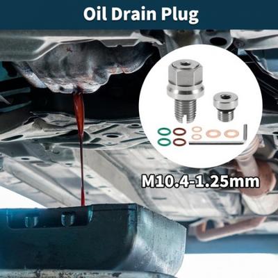1 Set M104-125mm Kupfer Ölablassschraube mit 4 Dichtungen für Auto Silberfarben