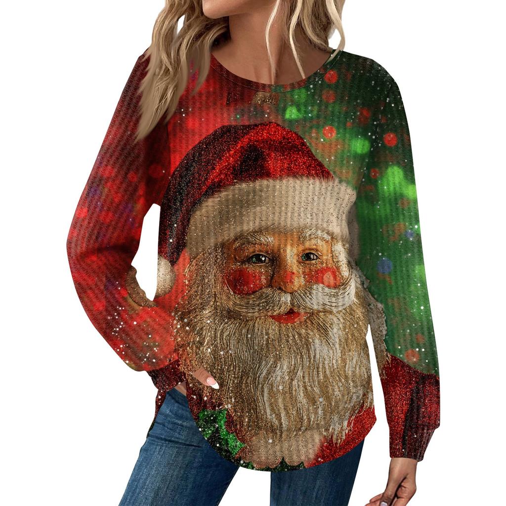 Dámská móda Dlouhý rukáv Vánoční Volný Dlouhý rukáv Kulatý výstřih Ležérní Top
