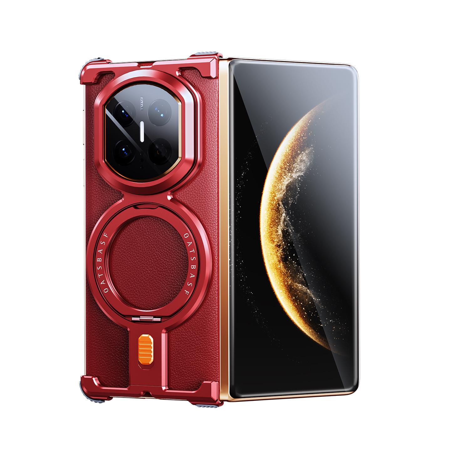 

Oatsbasf Aluminum Alloy Bumper for Huawei Mate X7 Frameless Phone Case Metal Protective Cover with 360°Rotate Magnetic Kickstand Huawei Mate X7 червоний