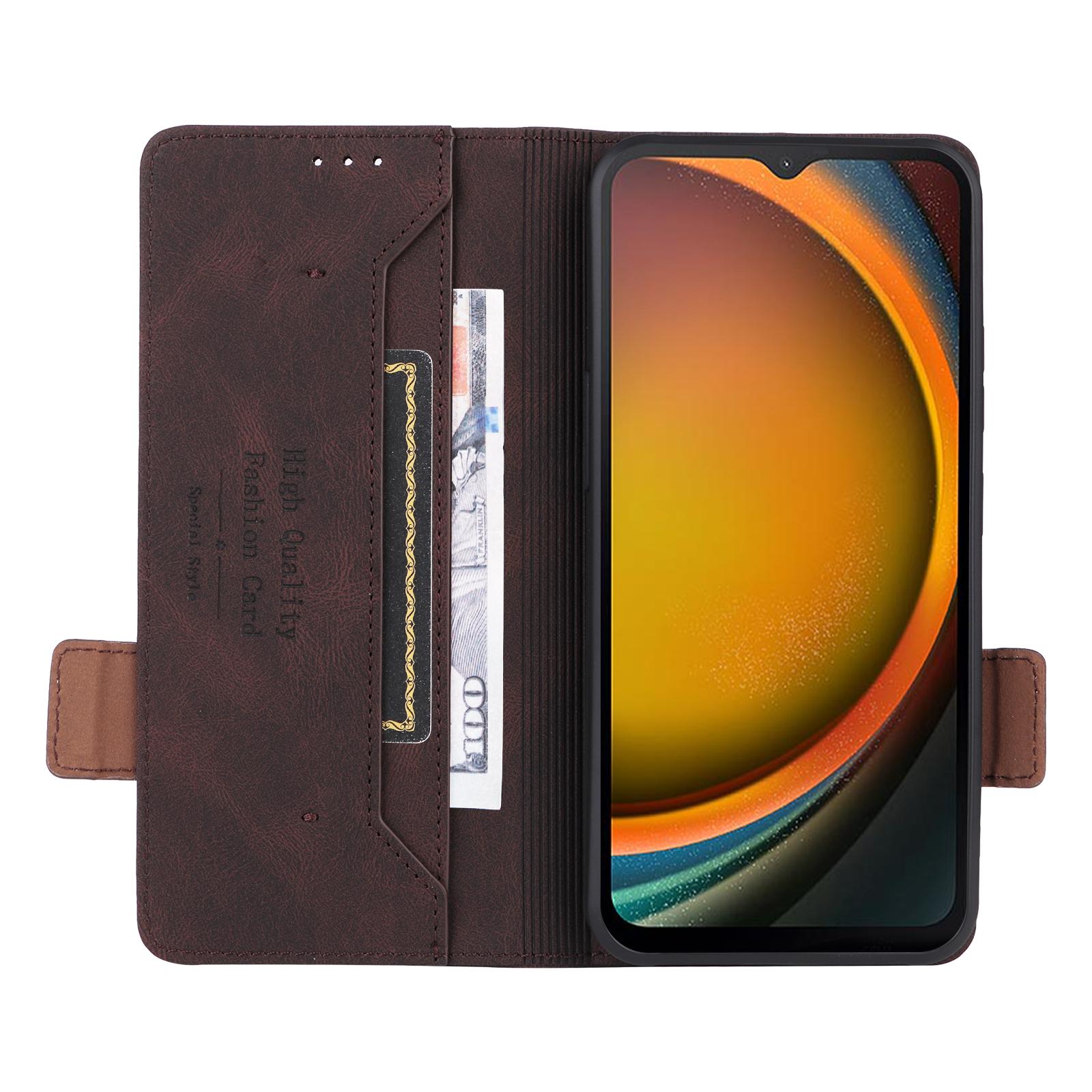 

For Samsung Galaxy Xcover7 Flip Phone Case Wallet PU Leather Stand Cover Coffee