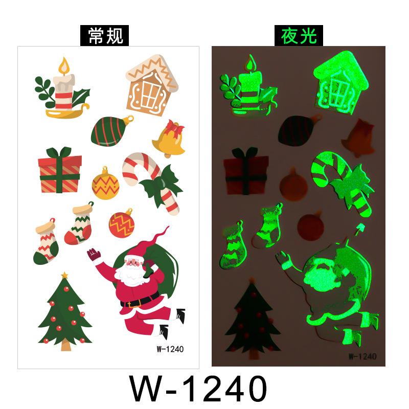 Cartoon Tattoo Sticker Waterproof Christmas Luminous Tattoo Sticker Cute Temporary Tattoo