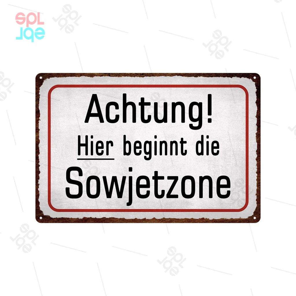 Halt Metall Zeichen Deutsch Achtung Warnschilder Gefahren bereich Warn plakate Vintage Metall Plakette Weißblech Wand dekorative