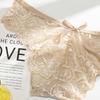 Ladies Spring and Summer Sexy Lace Bow Naked Feeling Pure Cotton Crotch Low Waist Triangle Briefs