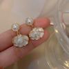 Pinkdudu Vintage Zinc Alloy Stud Earrings White Floral Cute Plastics Gold Plated Elegant Earrings PD2225