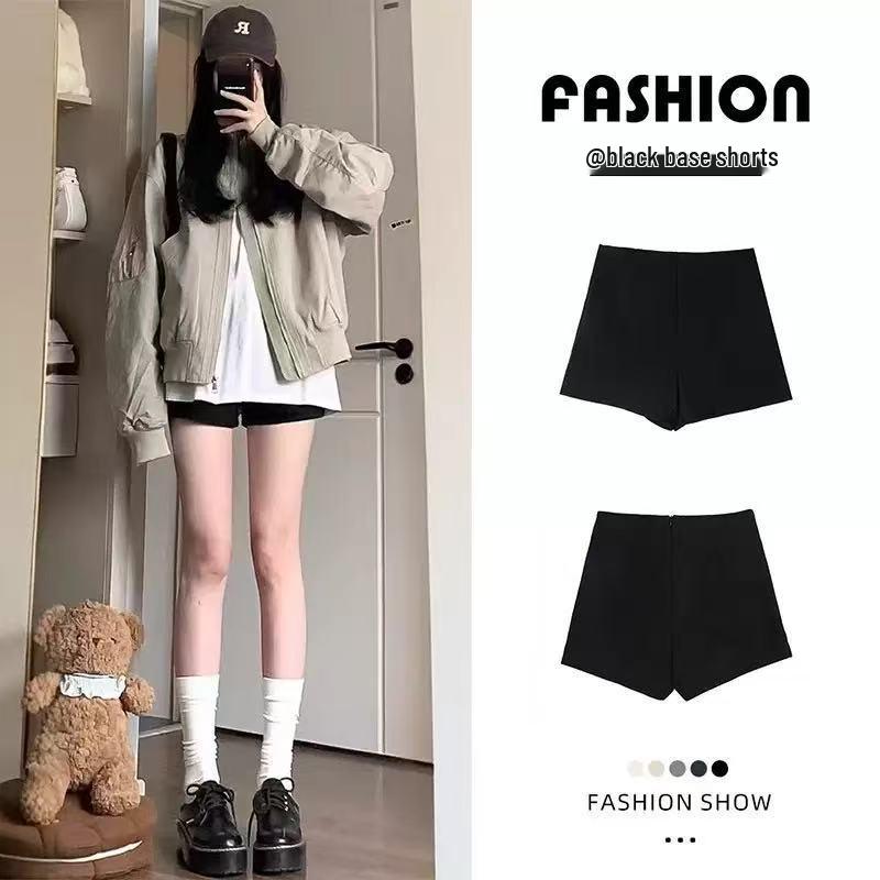 Damen High-Waist Schwarze A-Linie Eng Sexy Heiße Shorts mit Stiefeln - Schlankmachende Oberbekleidungs-Shorts 2026