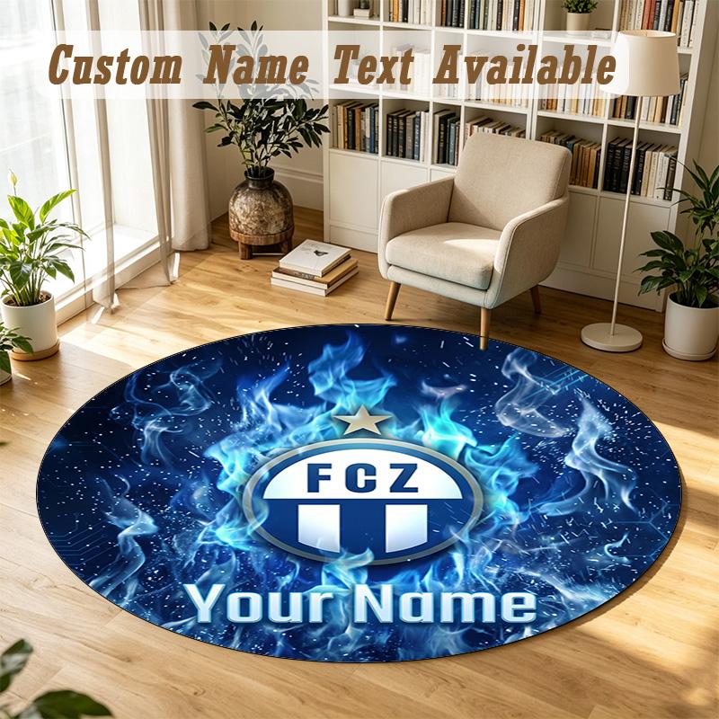 Round Rug Custom NameFC Zürich Pattern Non Slip Carpet Home Floor Decor