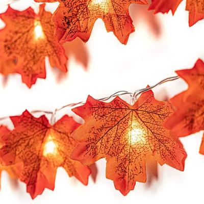 Autumn Maple Garland LED Fairy Lights Artificial Fall Foliage Garland Warm Autumn Decoration Halloween Thanksgiving Fall Decor