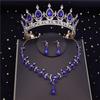 Quality Crystal Bridal Jewelry Sets for Women Fashion Circle Earrings Necklace Set Bride Crown Tiaras Prom dubai jewelry sets