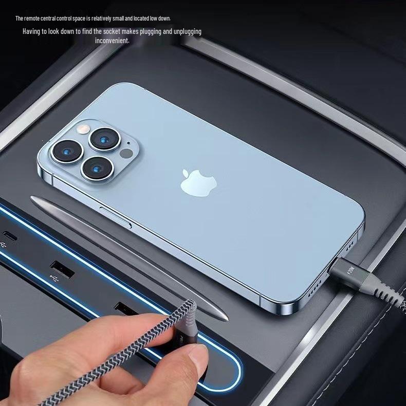 Compatible with Tesla Model 3/Y Docking Station: Central Control Type-C Phone Charger & 27W USB Expander