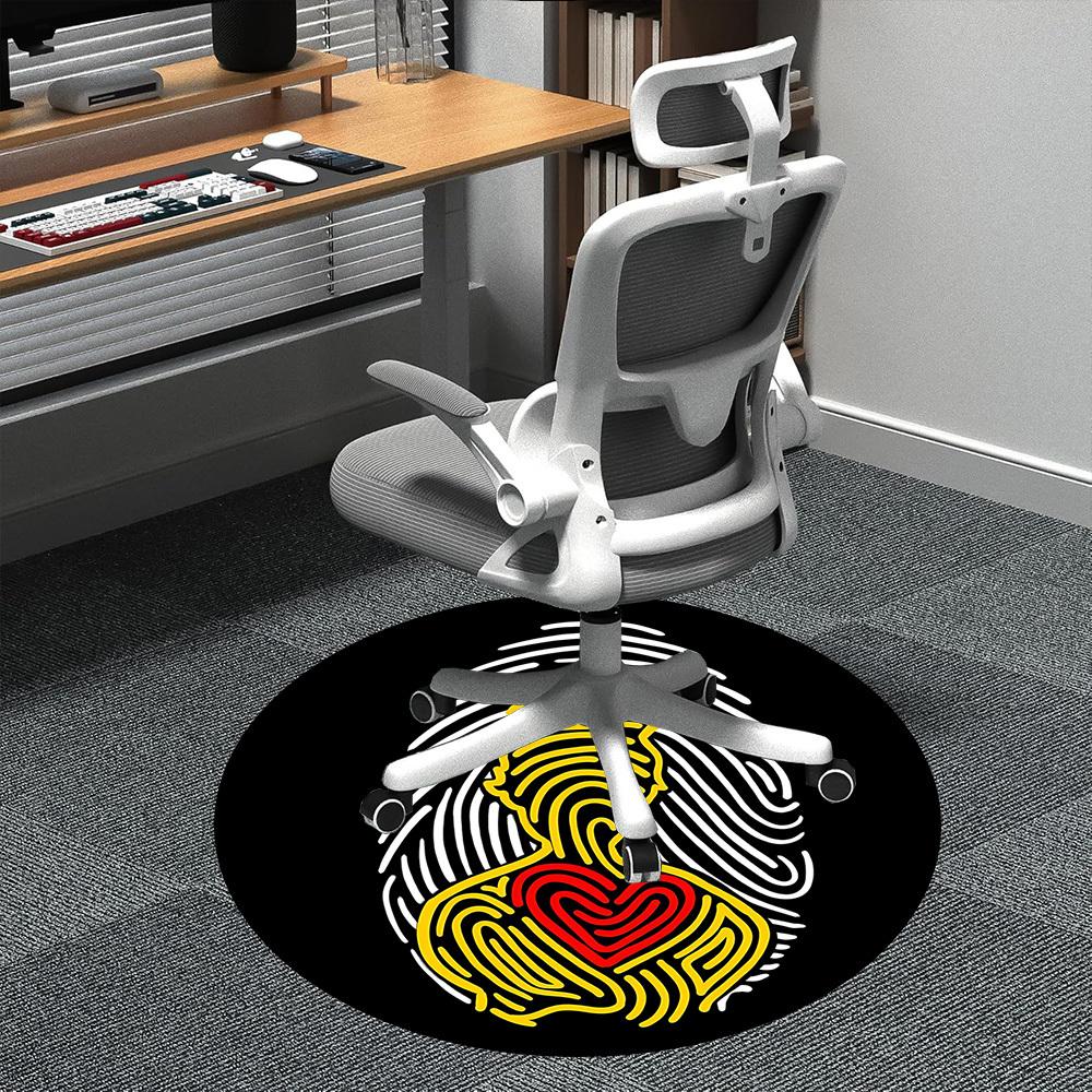 

1pc Fingerprint Heart Office Round Area Rug, Indoor Mat Suitable ForOffice, Under Office Chairs Bedroom Living Room Home Decor, D122 80cm by 80cm