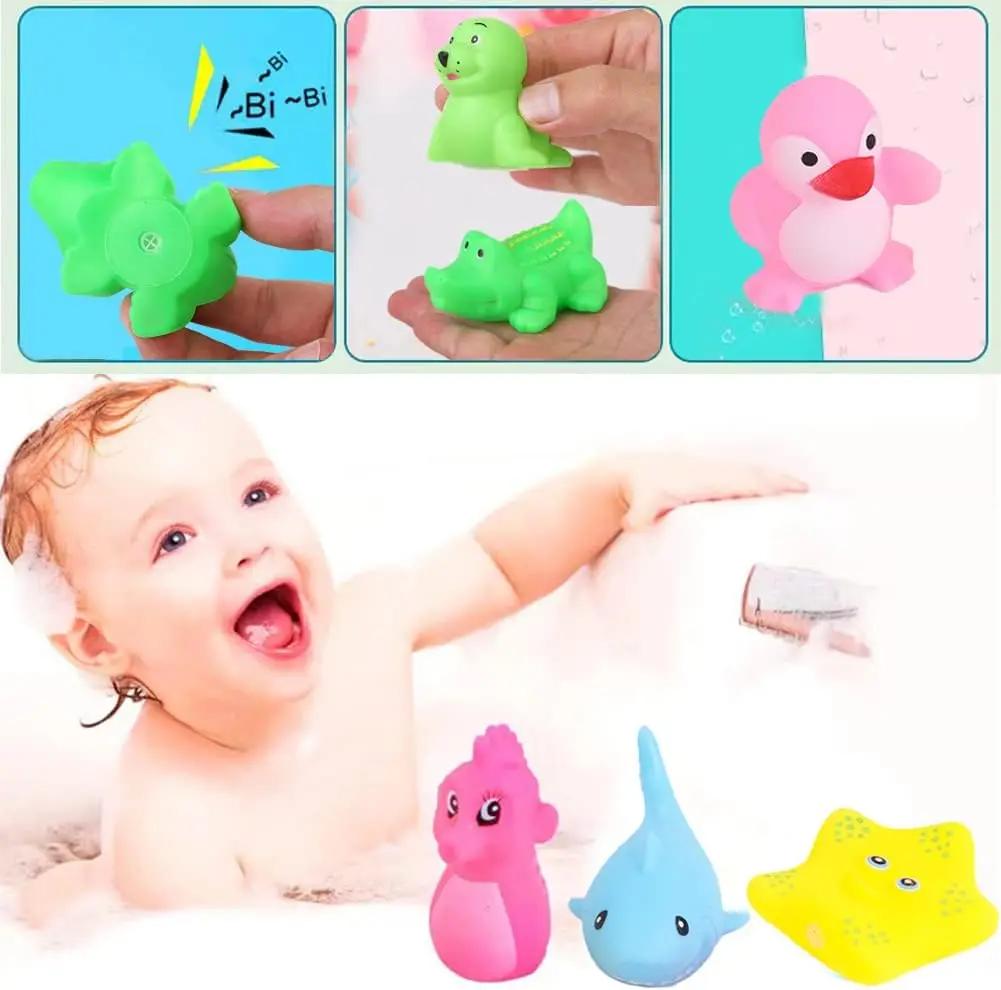 10 Stück Quietschspielzeug aus Gummi für Vorschulkinder – Schwimmendes Badespielzeug mit Meeresmotiven – Geschenk für Kleinkinder und Kinderpartys