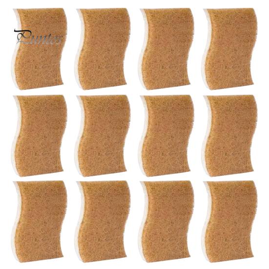 

12 шт. натуральная кухонная губка с кокосовым скребком биоразлагаемая компостируемая целлюлозная губка для посуды домашняя кухня Essential 12pcs