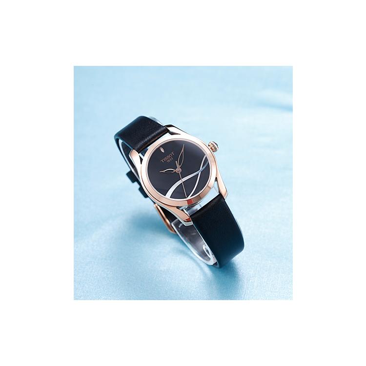 TISSOT Wave Collection Wave Collection Quartz Movement 30m Water Resistance Women's Watch 30mm Black Dial T112.210.36.051.00