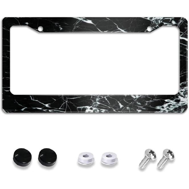 Hawaiian Blue Flowers License Plate Holder Frame Cover Beautiful Floral Car Accessories Stainless Aluminum Steel Auto Parts Car Tag Frame Decorative