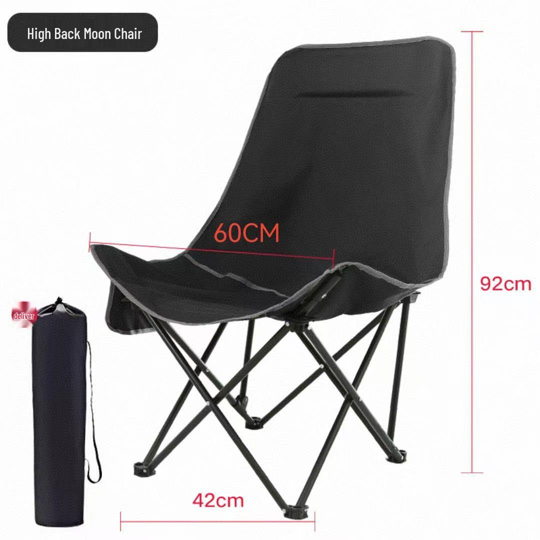 U-Shaped High Back Moon Chair – Portable Folding Chair for Camping, Fishing & Beach, with Camping Table Set