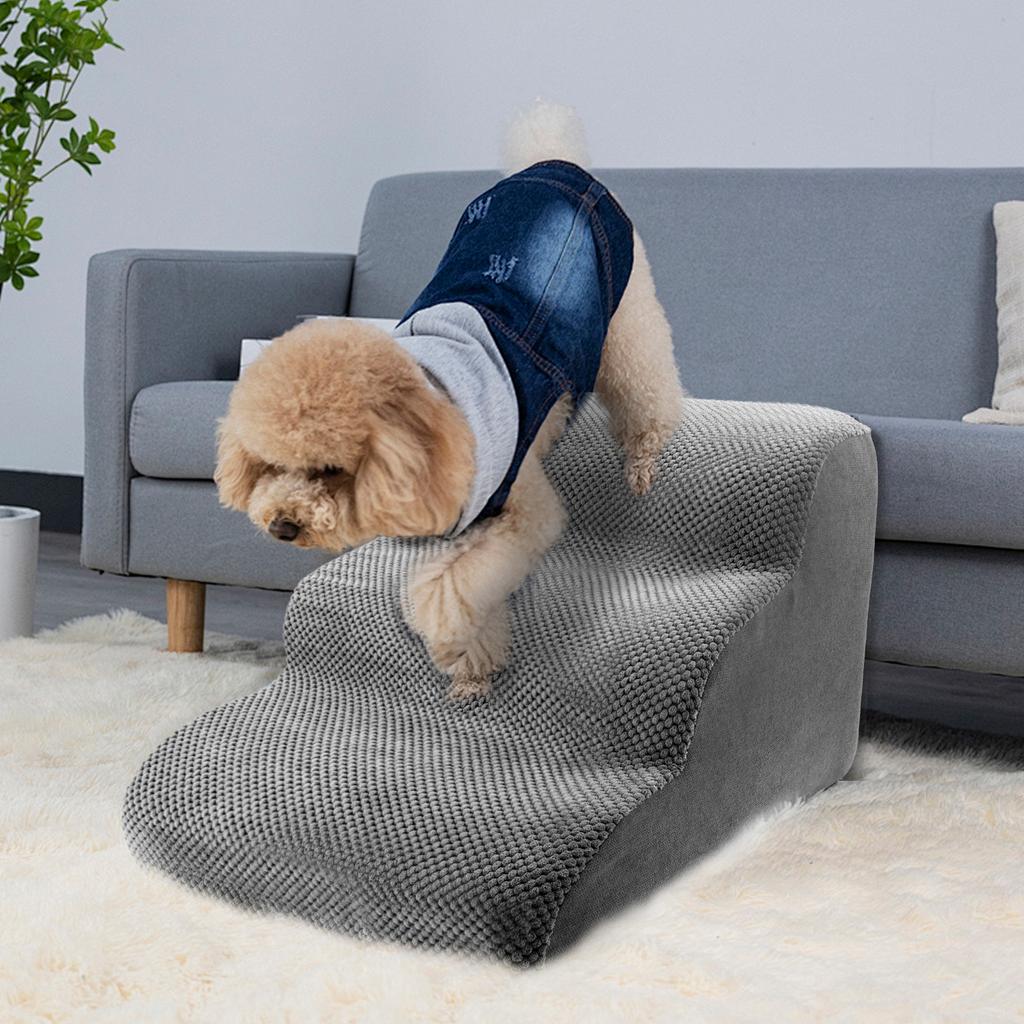Corduroy Dog Stair Ramp Non Slip Dog Step Stable Support Pet Stair Low Angle Ramp Pet Step Wear Resistant for Bed Sofa Dog Step