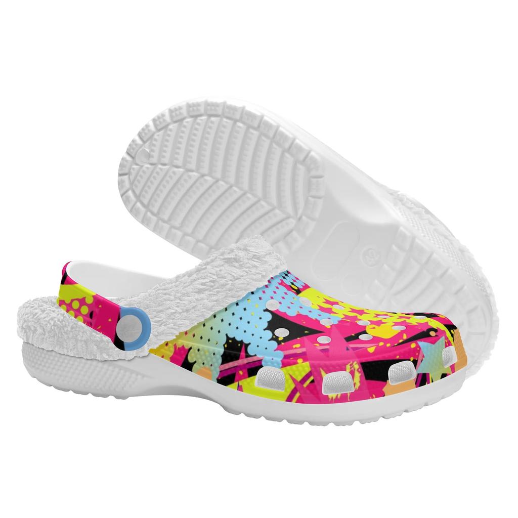 1 Paar Unisex Warm Gevoerde EVA Witte Klompen Lichtgewicht Instappers Zachte Pluche Binnenkant Antislip Zool Perfect Voor Dagelijks Gebruik in de Winter