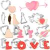 12PCS Stainless Steel Cookie Cutters Biscuit Mold for Valentines Day Wedding Party