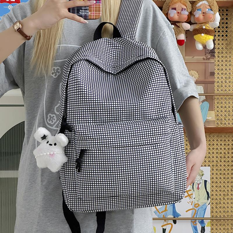 Zaino Scolastico Campus Zaino Scolastico Edizione Coreana Femminile ins Zaino Semplice a Quadri Studente delle Scuole Superiori Grande Capacità Zaino da Viaggio per il Tempo Libero