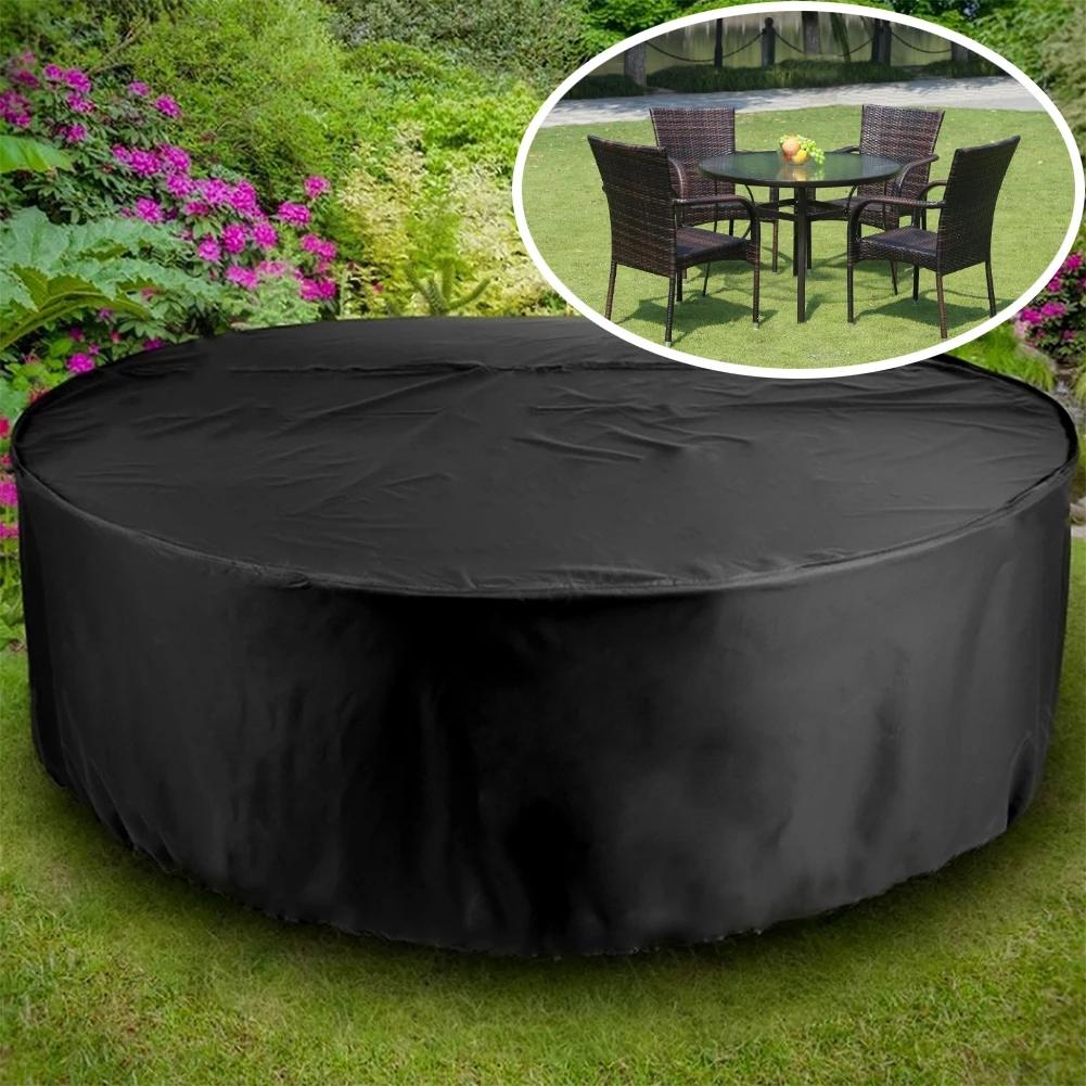 Round Cover Round Outdoor Garden Furniture Cover Waterproof Oxford Protective Furniture Rain And Snow Dust Cover