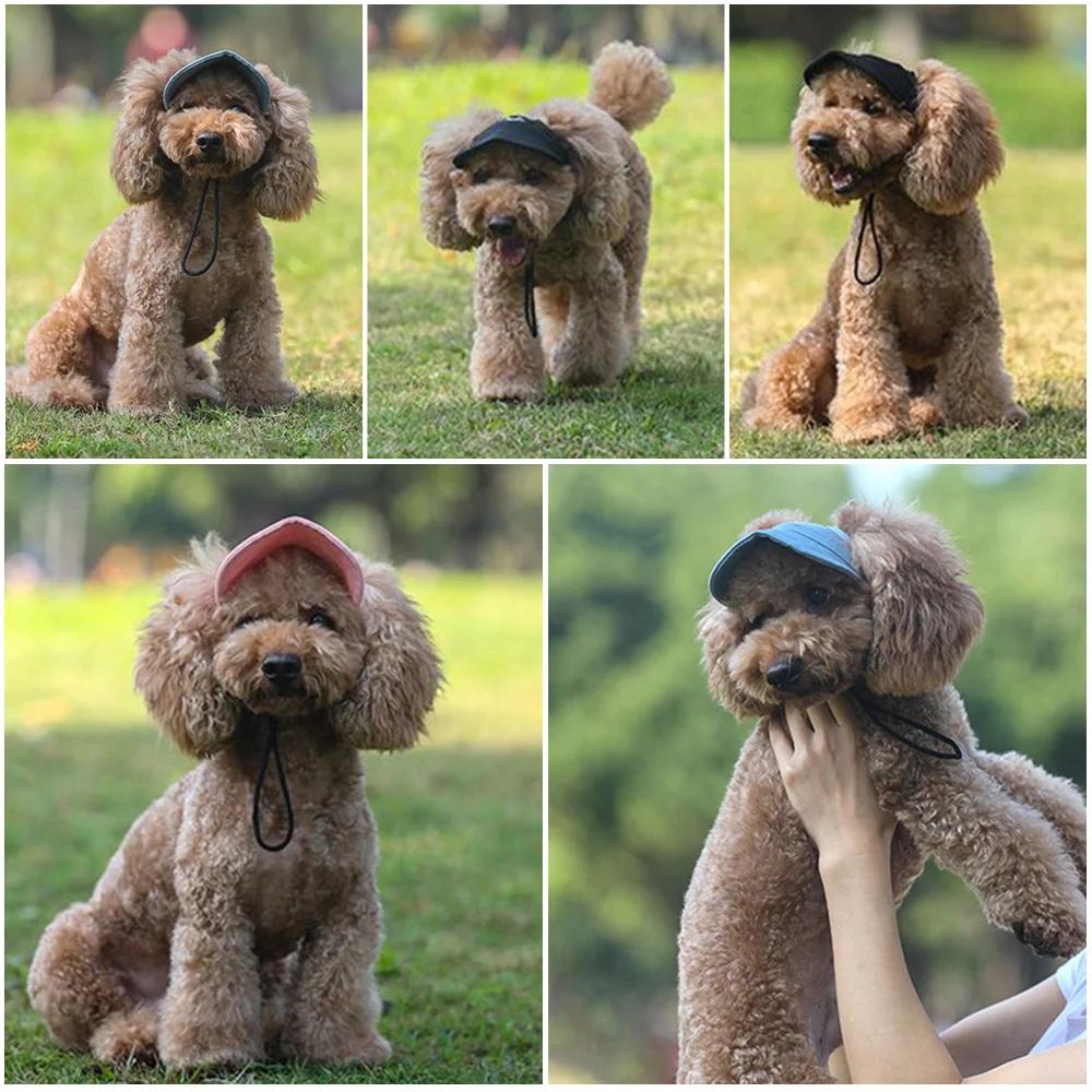 Kjæledyr Baseball Caps Søt Hund Solhatter Valp Slitasjebestandig Peaked Cap Sommer Utendørs Solbestandig Universal Solid Oxford Caps
