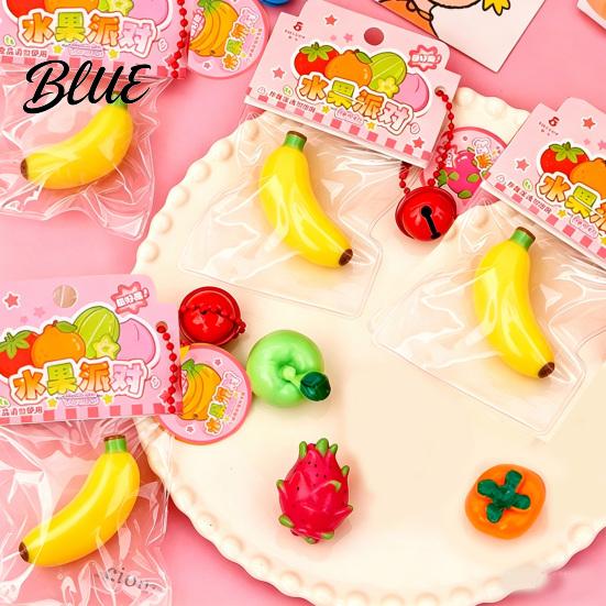 Fruit Shape Squeeze Toy Simulated with Bell Lanyard Stress Anxiety Relief Slow Rising Ball Mini Pinch Sensory Fidget Party Favors Keychain