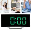 Digital Alarm Clock Mirror Smart Light Sensing Curved Screen LED Clock Digital Temperature Display Alarm Clock for Student
