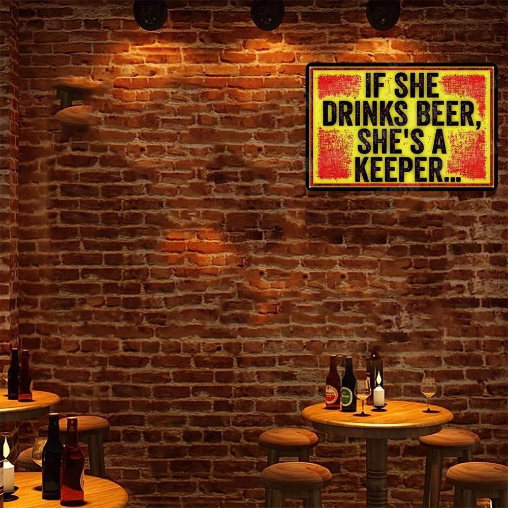 Vintage Drink Beer Aluminum Sign Alcohol Metal Sign Backyard Bar Retro Plaques For Man Cave Pub Cafe Club Rules Painting Decor
