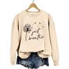 European & American 'Just Breathe' Dandelion Print Sweatshirt - Women's Casual Fashion Top