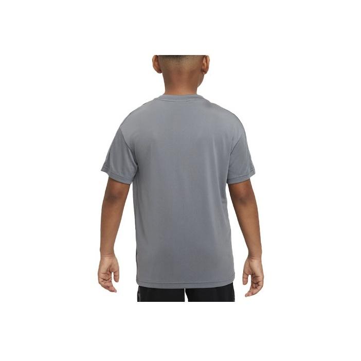 Nike Dri-Fit Logo Print Crew Neck Training T-Shirt Kids Tops Gray DM8535-084
