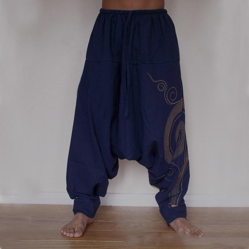 Pánské Hippie Jógové Harem Kalhoty Ležérní Elastický Pas Volné Pánské Volné Hippie Boho Cikánské Aladin Hippie Boho Harem