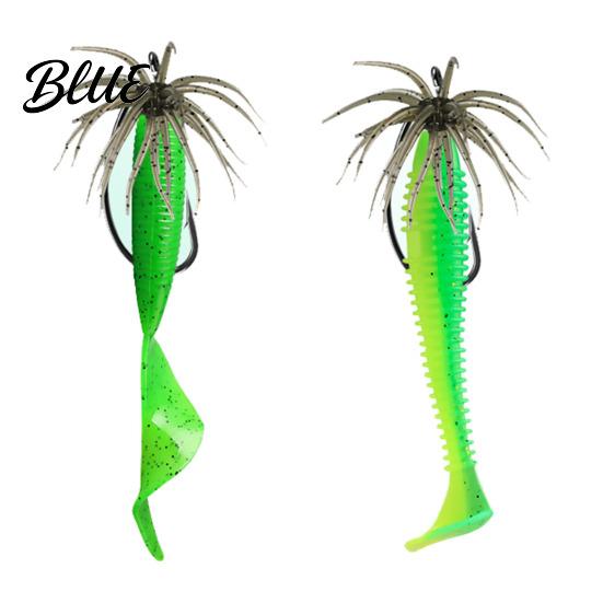 Saltwater Fishing Lure 4Pcs 6CM/1.9G 10.5CM/4G Soft Sea Urchin with Swimming Skirts Artificial Bass Tentacle Creature Bait Freshwater Trout